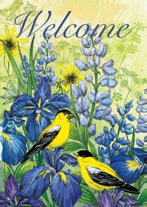 $7_99 - Iris & Goldfinch Spring House Flag Welcome….jpeg