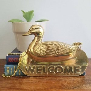 Vintage Hanging Brass Duck Welcome Sign _ Vintage Bird _ _ Etsy.jpeg