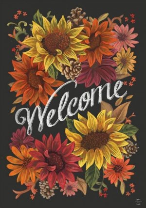 Fall Flowers Welcome Primitive House Flag Sunflowers Pinecones 28in X 40in for sale online _ ...jpeg