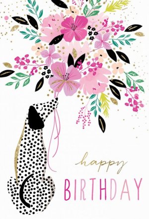 Dalmatian & Bouquet Birthday Card Sara Miller.jpeg