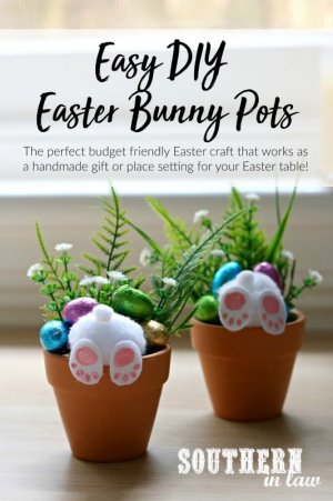 Easy DIY Curious Easter Bunny Pots - handmade Easter gift ideas, place settings, placecards, h...jpg