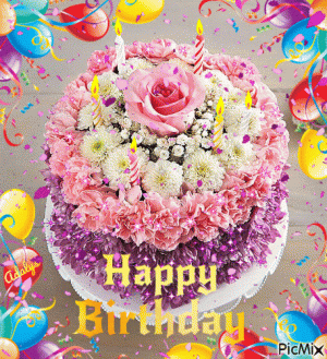 Petaled Happy Birthday Cake Gif.gif