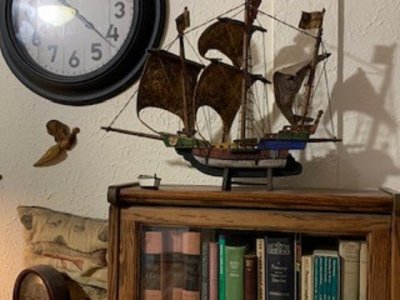 JUNK ON THE BARISTER BOOKCASE.jpg