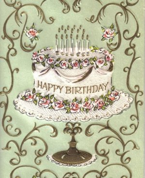Vintage Happy Birthday Cake, Retro Birthday Cake, Instant Digital Download.jpg