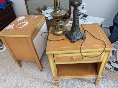 2 grungy bedside tables plus lamps without shades.jpg
