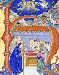 Illuminated historiated initial N, depicting a nativity scene, 1410  Painting by Don Simone Camaldolese - Pixels