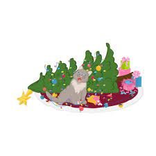 Cat Dropped Christmas Tree And Broke The Ornaments Stock Illustration -  Download Image Now - Christmas Tree, Falling, Breaking - iStock