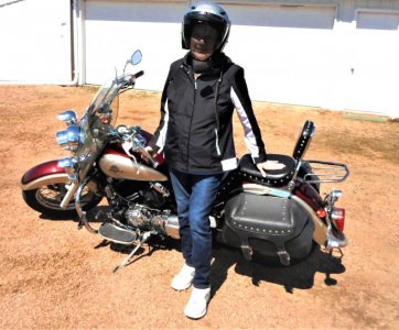 Cindi standing by Yamaha V-Star 650 Motorcycle_.JPG