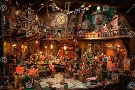 Santa S Workshop, with Elves and Toys in View Stock Illustration - Illustration of generative,...jpg