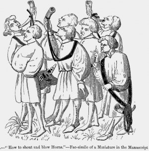How_to_shout_and_blow_Horns_Fac_simile_of_a_Miniature_in_the_Manuscript_of_Phoebus_Fifteenth_C...jpg