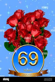 3d illustration, 69 anniversary. golden ...