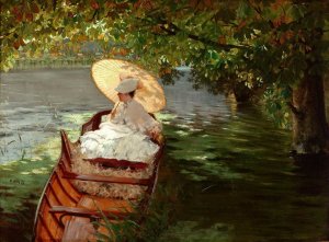 giuseppe denittis woman in a canoe 1876 oil c.jpg