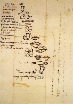 Michelangelo's grocery list circa 1518. He illustrated the shopping list because the servant w...jpg