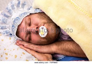 crazy-man-weared-as-baby-sleeping-f5pnmd.jpg