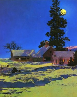 Maxfield Parrish, Moonlight Night, Winter, 1942..jpg