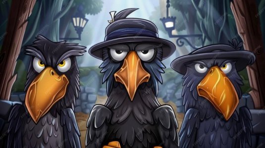 three-cartoon-crows-wearing-hats-standing-forest-generative-ai_1035769-27099-1645499807.jpg