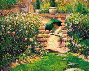 woman reading in a garden richard e miller 1851 - 1938.jpg