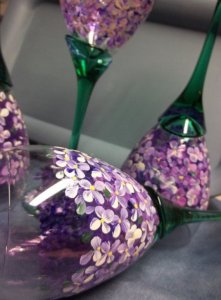 Set of Four Vintage Wine Glasses Green Stems by FolkArtByNancy, $64_00.jpeg