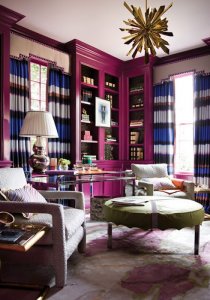 interior-design-library-office-pink-fuschia-magenta-bookshelves-tony-duquette-sunburst.jpg