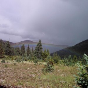 Rainbow against mountain