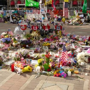 Copley Square in the days after the Marathon bombing in 2013.