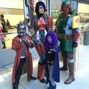 Sacanime Jan 2016. This is what my youngest son and his family likes to do...cosplay. My son (in the green and red costume) makes the costumes, and I 