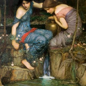 a a a a  nymphs finding the head of orpheus 1900 oil on c waterhouse