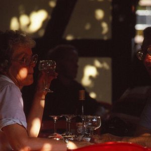 Americans in a weinstube in Rudesheim. He was stationed in Frankfurt am Main and was boring the pants off his wife with tales of his former army servi