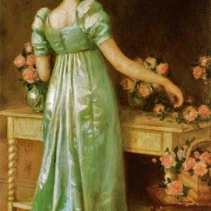 a a a a de scott evans arranging pink roses 1891 oil on c