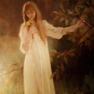 a a a a albert lynch young woman holding a flower oil on c