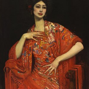 a a a a a art george wahington thomas the red shawl 1913