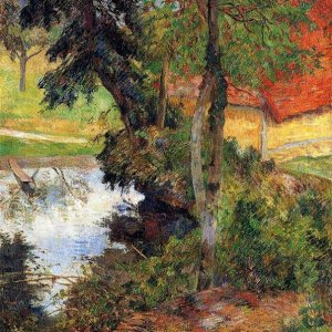 a a a a a art gauguin red roof by the water 1885 oil on c christian dec 14