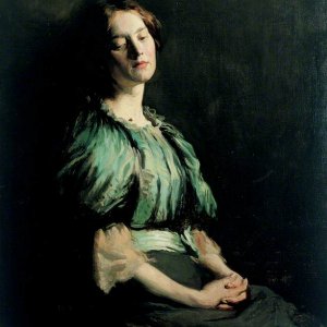 0 0 art orpen portrait of a woman wearing green william orpen 1899
