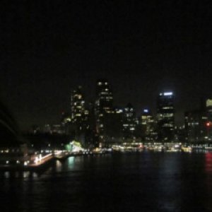 Sydney Harbour Opera House & Circular Quay coming into the harbour just before dawn at the end of the cruise.