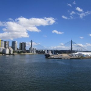 White Bay looking towards Anzac Bridge Part of the working harbour