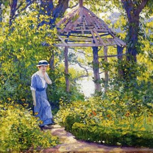 0 0 art art guy rose girl in a wickford garden new england