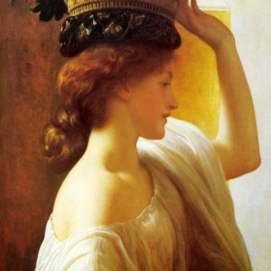 0 0 a a b b frederic leighton firl with a basket of fruit 1830 1896