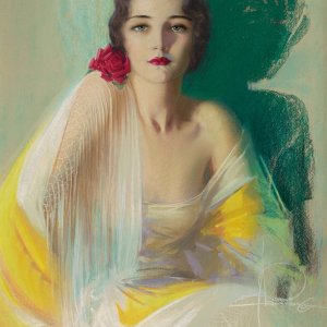 0 0 a a b b beauty with a rose rolf armstrong 1926 pastel on parchment