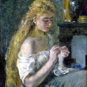 0 0 a a auguste renoir girl crocheting 1875