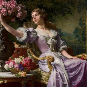 0 0 0 0 Czachorski, wladyslaw lady in a lilace dress with flowers 1903
