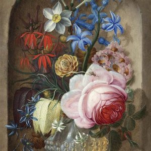 0 0 0 0 a a b b angemeyer flowers in a vase in a stone niche 1719
