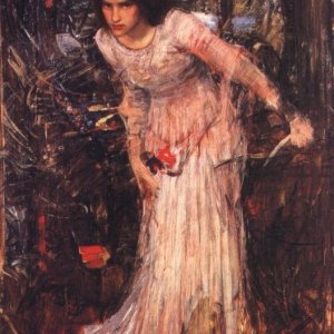 0 0 0 0 a a a b b john waterhouse lady of shallot looking at lancelot 1894 waterhouse