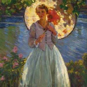 0 0 0 0 a a b b Buehr, karl albert young woman with a parasol 1866 1952 oil c