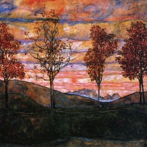 egon schiele four trees 1917