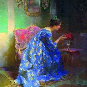 woman in blue viktor schramm 1897