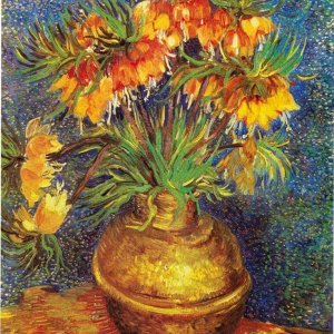 crown imperials in a copper vase van gogh 1887 oilc