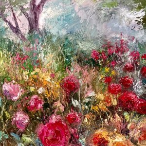 rose and thorn peggy ann thompson palette knife oil