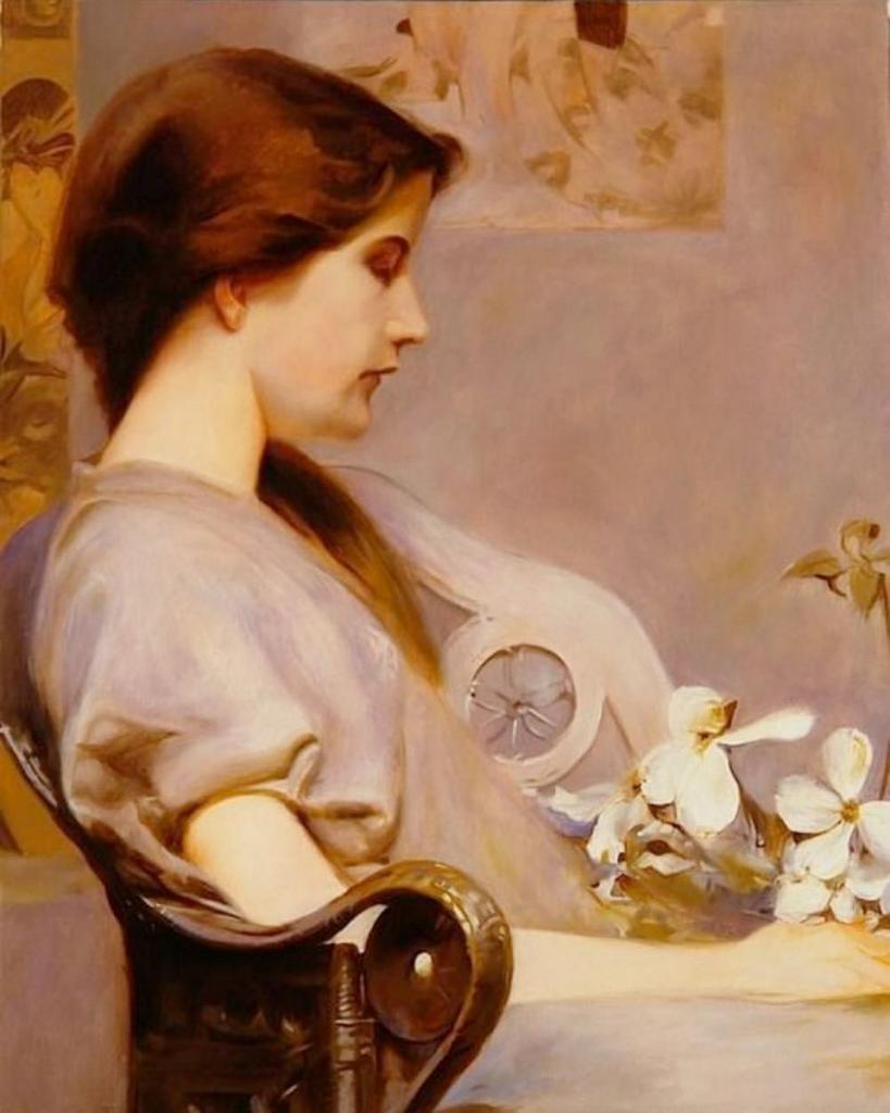 0 0 0 0 a a Albert herter young woman with dogwood 1891