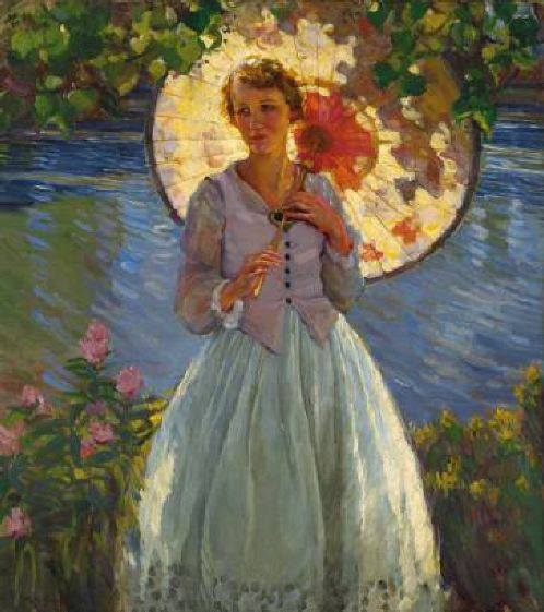 0 0 0 0 a a b b Buehr, karl albert young woman with a parasol 1866 1952 oil c