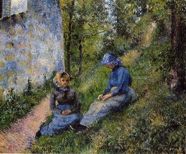 0 0 0 0 a a b b camille pissarro peasants sewing
